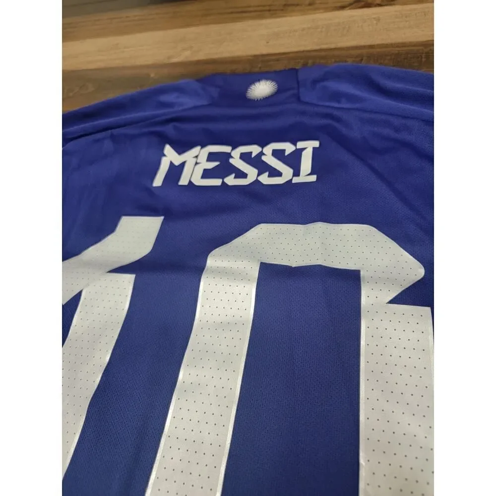 Official Adidas Argentina Away Soccer Jersey 2022 Messi 10 WC Champion Size S